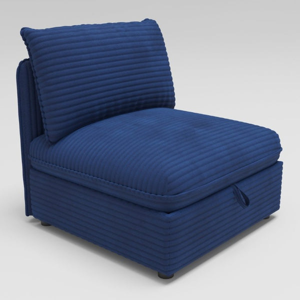 English Elm Modular Sectional Sofa Eight Seat Fabric with Under Storage for Living Room Blue W680S00220