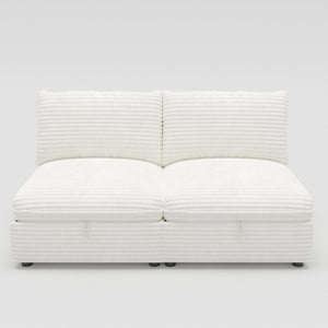 English Elm Modular Sectional Sofa Eight Seat Fabric with Under Storage for Living Room White W680S00221