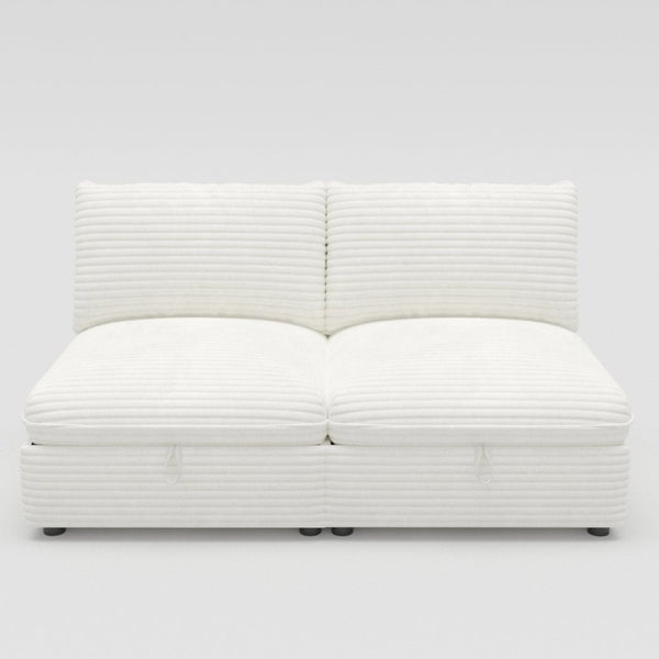 English Elm Modular Sectional Sofa Eight Seat Fabric with Under Storage for Living Room White W680S00221