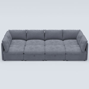 English Elm Modular Sectional Sofa Eight Seat Fabric with Under Storage for Living Room Gray W680S00223