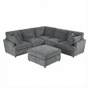 English Elm Reconfigurable Modular Cloud Sectional with Linen Upholstery Deep Seat Lounge Sofa W680S00227