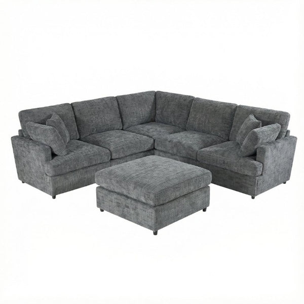 English Elm Reconfigurable Modular Cloud Sectional with Linen Upholstery Deep Seat Lounge Sofa W680S00227