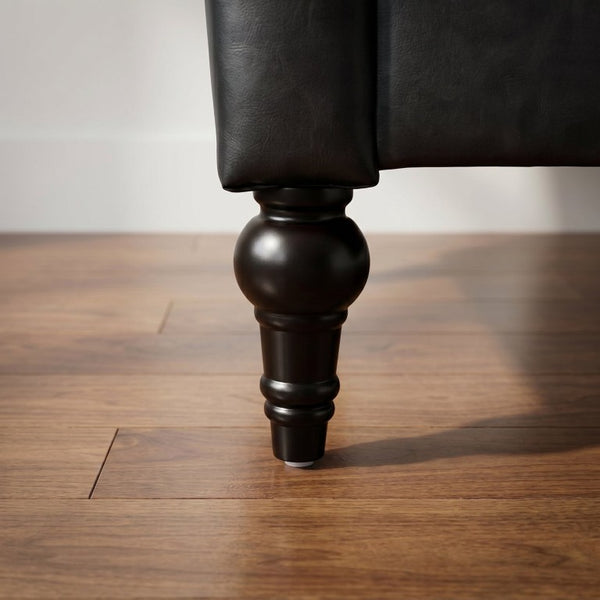 English Elm Pu Leather Sofa Set with Tufted Backrests Nail Head Trim and Solid Birch Wood Legs Black W680S00231