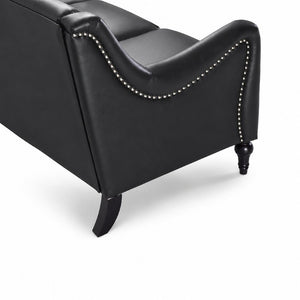 English Elm Pu Leather Sofa Set with Tufted Backrests Nail Head Trim and Solid Birch Wood Legs Black W680S00231