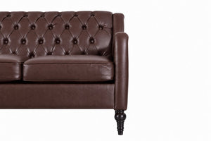 English Elm Pu Leather Tufted Living Room Sofa Set with Nail-Head Trim and Birch Wood Legs 1+2+3 Piece Sofa Set W680S00232