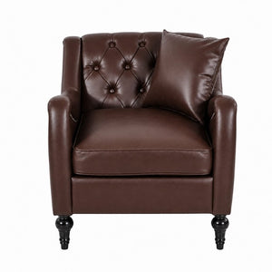 English Elm Pu Leather Tufted Living Room Sofa Set with Nail-Head Trim and Birch Wood Legs 1+2+3 Piece Sofa Set W680S00232