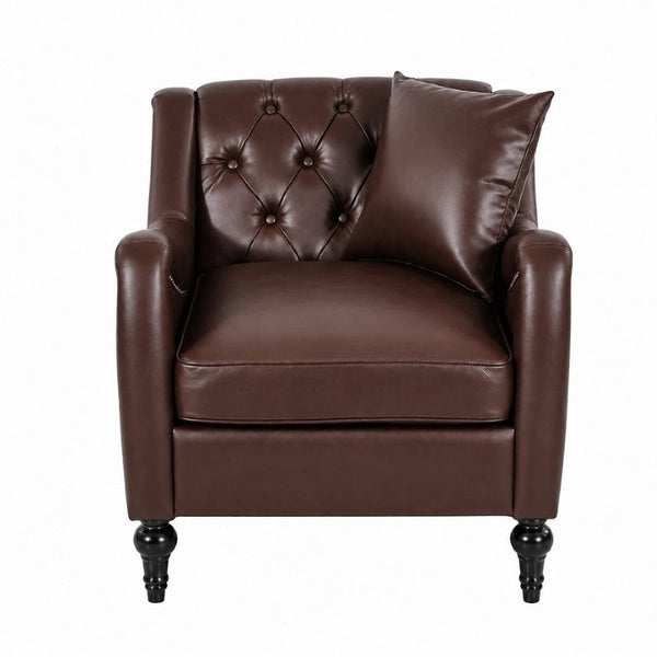 English Elm Pu Leather Tufted Living Room Sofa Set with Nail-Head Trim and Birch Wood Legs 1+2+3 Piece Sofa Set W680S00232
