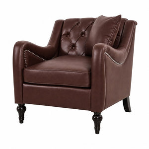 English Elm Pu Leather Tufted Living Room Sofa Set with Nail-Head Trim and Birch Wood Legs 1+2+3 Piece Sofa Set W680S00232