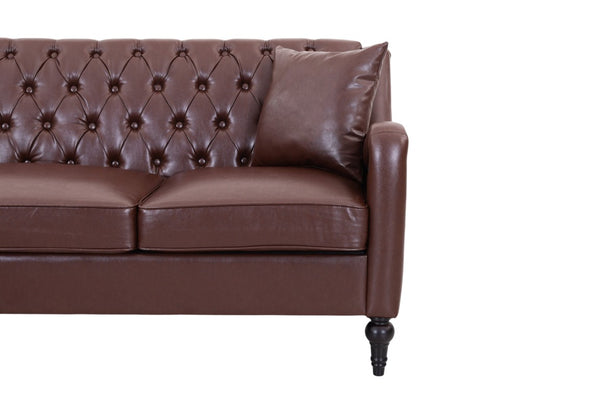 English Elm Pu Leather Tufted Living Room Sofa Set with Nail-Head Trim and Birch Wood Legs L-Shaped Sectional W680S00233