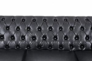 English Elm Pu Leather Tufted L Shaped Sectional with Nailhead Trim and Birch Legs for Living Room W680S00234