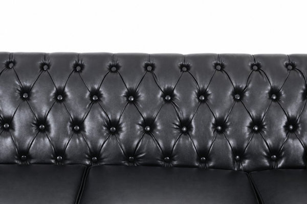 English Elm Pu Leather Tufted L Shaped Sectional with Nailhead Trim and Birch Legs for Living Room W680S00234