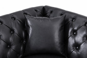English Elm Pu Leather Tufted L Shaped Sectional with Nailhead Trim and Birch Legs for Living Room W680S00234