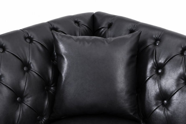 English Elm Pu Leather Tufted L Shaped Sectional with Nailhead Trim and Birch Legs for Living Room W680S00234
