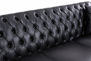 English Elm Pu Leather Tufted L Shaped Sectional with Nailhead Trim and Birch Legs for Living Room W680S00234