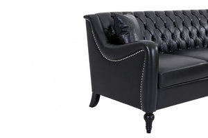 English Elm Pu Leather Tufted L Shaped Sectional with Nailhead Trim and Birch Legs for Living Room W680S00234