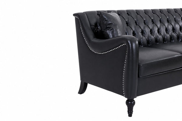 English Elm Pu Leather Tufted L Shaped Sectional with Nailhead Trim and Birch Legs for Living Room W680S00234