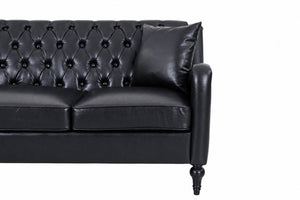 English Elm Pu Leather Tufted L Shaped Sectional with Nailhead Trim and Birch Legs for Living Room W680S00234