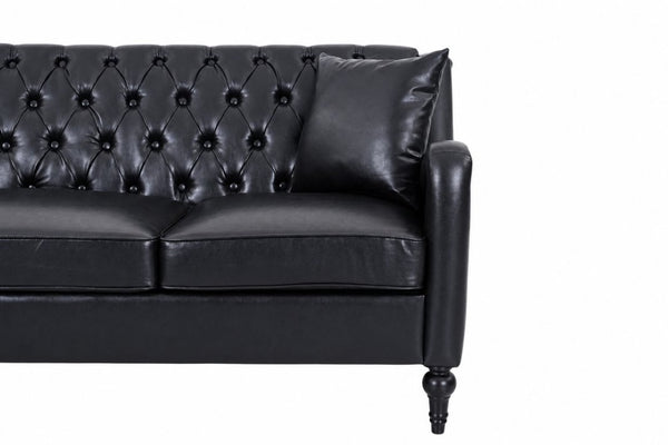 English Elm Pu Leather Tufted L Shaped Sectional with Nailhead Trim and Birch Legs for Living Room W680S00234