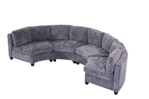 English Elm 4‑Seater Curved Modular Sectional with Chenille Upholstery and Solid Wood Frame Dark Gray W680S00241