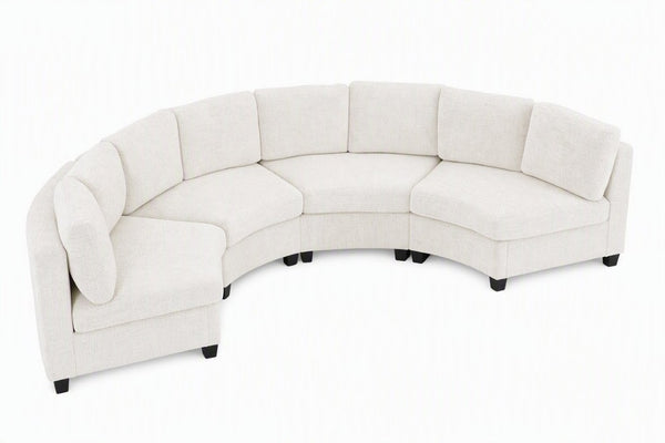 English Elm 6‑Seater Curved Modular Sectional with Chenille Upholstery and Solid Wood Frame 8-Seater Beige Standard W680S00249