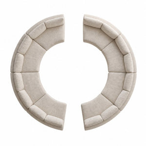 English Elm 6‑Seater Curved Modular Sectional with Chenille Upholstery and Solid Wood Frame 8-Seater Beige Standard W680S00249