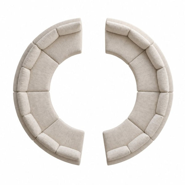 English Elm 6‑Seater Curved Modular Sectional with Chenille Upholstery and Solid Wood Frame 8-Seater Beige Standard W680S00249