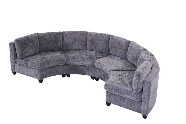 English Elm 6‑Seater Curved Modular Sectional with Chenille Upholstery and Solid Wood Frame 8-Seater Dark Gray Standard W680S00250