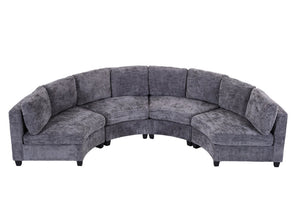 English Elm 6‑Seater Curved Modular Sectional with Chenille Upholstery and Solid Wood Frame 8-Seater Dark Gray Standard W680S00250