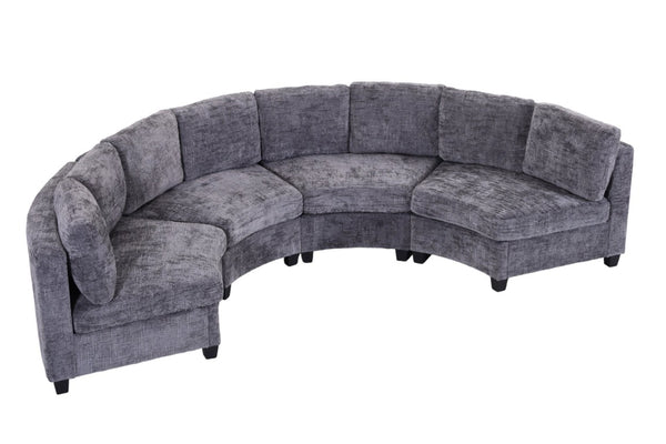 English Elm 6‑Seater Curved Modular Sectional with Chenille Upholstery and Solid Wood Frame 8-Seater Dark Gray Standard W680S00250