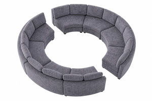 English Elm 6‑Seater Curved Modular Sectional with Chenille Upholstery and Solid Wood Frame 8-Seater Dark Gray Standard W680S00250