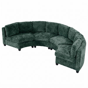 English Elm 6‑Seater Curved Modular Sectional with Chenille Upholstery and Solid Wood Frame 8-Seater Green Standard W680S00251