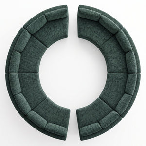 English Elm 6‑Seater Curved Modular Sectional with Chenille Upholstery and Solid Wood Frame 8-Seater Green Standard W680S00251