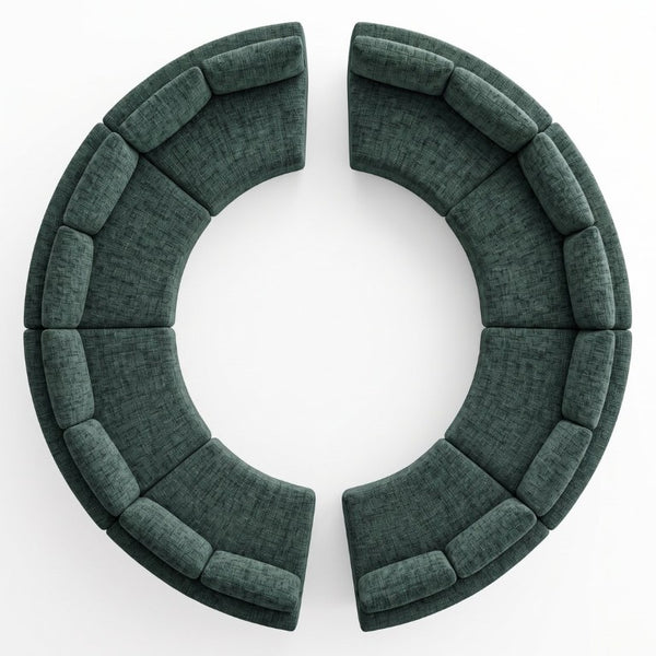 English Elm 6‑Seater Curved Modular Sectional with Chenille Upholstery and Solid Wood Frame 8-Seater Green Standard W680S00251