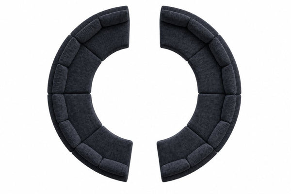 English Elm 8‑Seater Curved Modular Sectional in Chenille with Solid Wood Frame for Large Living Rooms Black W680S00252