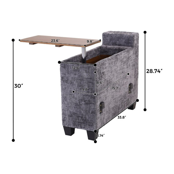 English Elm 8‑Seater Curved Modular Sectional in Chenille with Solid Wood Frame for Large Living Rooms Dark Gray W680S00253