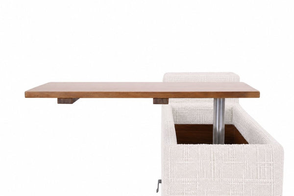 English Elm 4‑Seater Curved Modular Chenille Sectional with Solid Wood Frame for Spacious Living Rooms 4-Seater Beige With Storage Console W680S00254
