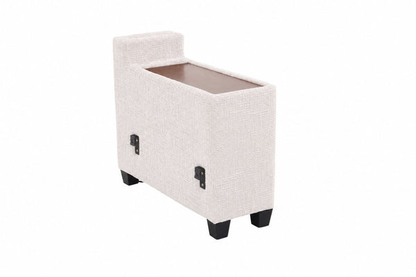 English Elm 4‑Seater Curved Modular Chenille Sectional with Solid Wood Frame for Spacious Living Rooms 4-Seater Beige With Storage Console W680S00254