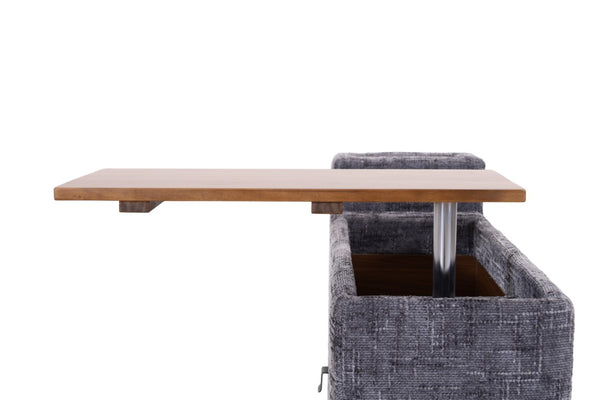 English Elm 4‑Seater Curved Modular Chenille Sectional with Solid Wood Frame for Spacious Living Rooms 6-Seater Dark Gray With Storage Console W680S00255