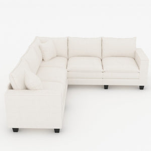 English Elm 97 Inch L Shaped Sectional Sofa with Armrest Storage Deep Cushion Living Room Couch W680S00259