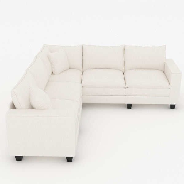 English Elm 97 Inch L Shaped Sectional Sofa with Armrest Storage Deep Cushion Living Room Couch W680S00259