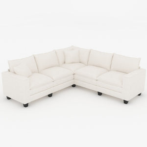 English Elm 97 Inch L Shaped Sectional Sofa with Armrest Storage Deep Cushion Living Room Couch W680S00259