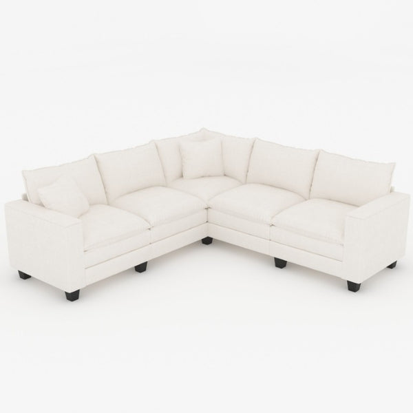 English Elm 97 Inch L Shaped Sectional Sofa with Armrest Storage Deep Cushion Living Room Couch W680S00259