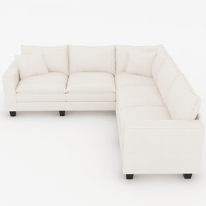 English Elm 97 Inch L Shaped Sectional Sofa with Armrest Storage Deep Cushion Living Room Couch W680S00259