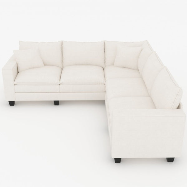 English Elm 97 Inch L Shaped Sectional Sofa with Armrest Storage Deep Cushion Living Room Couch W680S00259