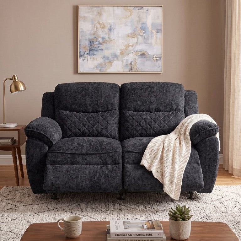 English Elm Power Reclining Loveseat with Ice Silk Velvet and One Touch Electric Tilt Control Dark Gray W680S00268