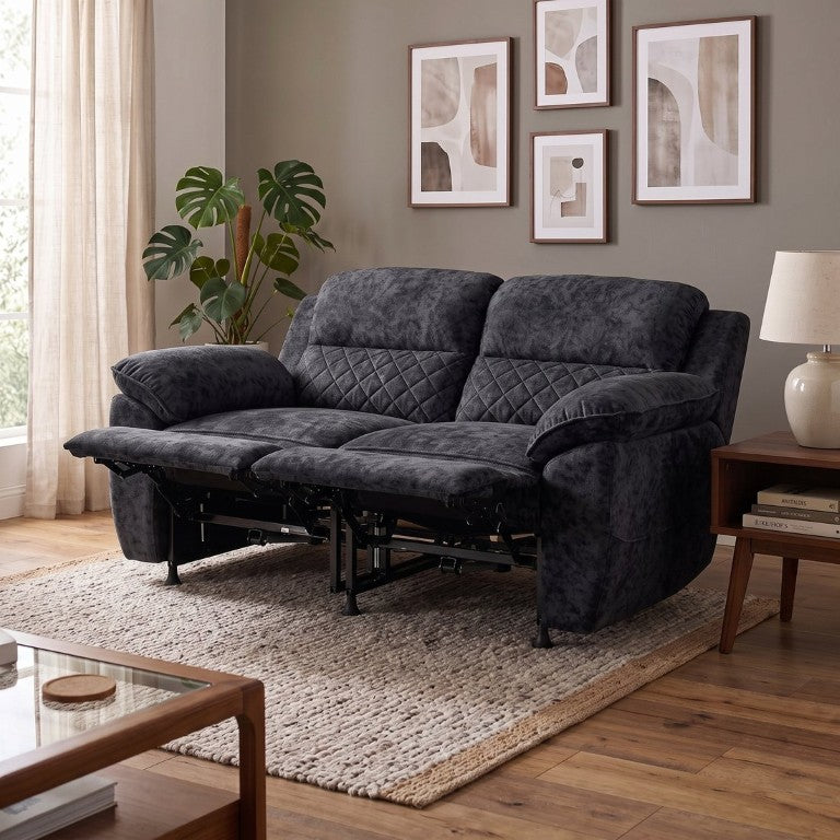 English Elm Power Reclining Loveseat with Ice Silk Velvet and One Touch Electric Tilt Control Dark Gray W680S00268