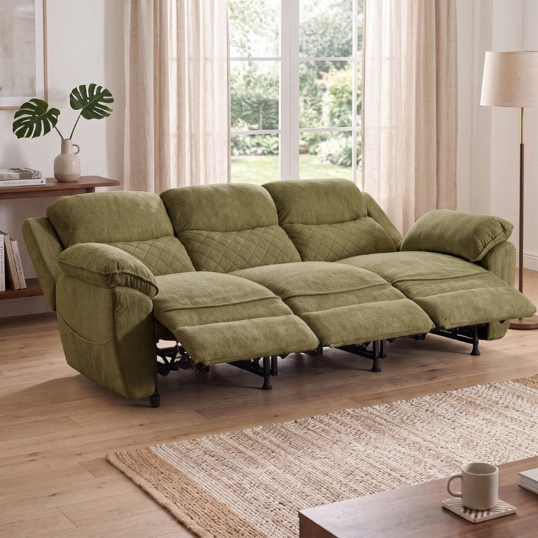 English Elm Power Reclining Sofa with Ice Silk Velvet Upholstery for Living Room Home Theater Seating Green W680S00269