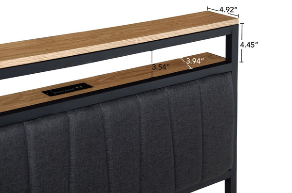 English Elm Twin Gaming Bed Iron Frame with Rotating Tv Mount Led Lighting and Console Storage Shelf W688P250762