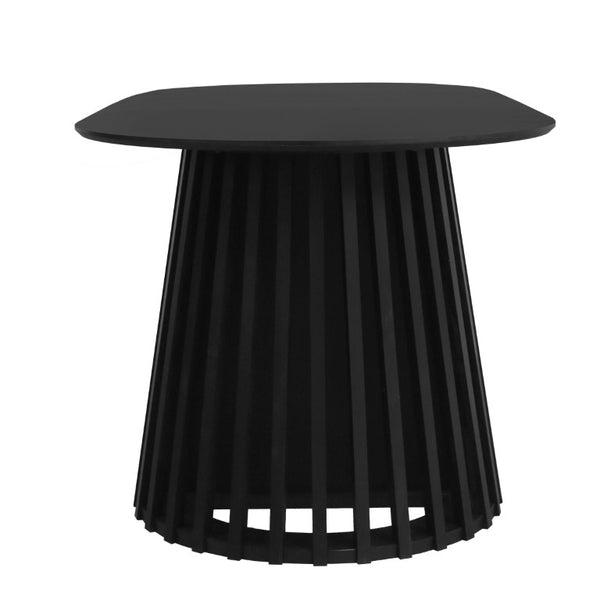 English Elm 70-Inch Expandable Oval Dining Table Matte Black MDF Sculptural Base Seats up to 8 W688P264880