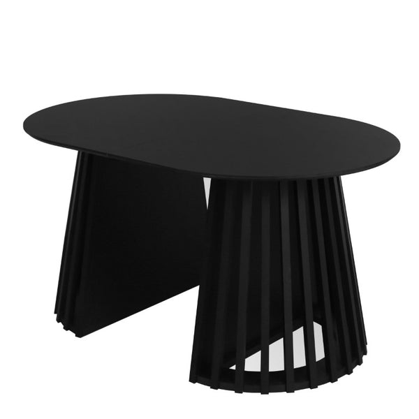 English Elm 70-Inch Expandable Oval Dining Table Matte Black MDF Sculptural Base Seats up to 8 W688P264880